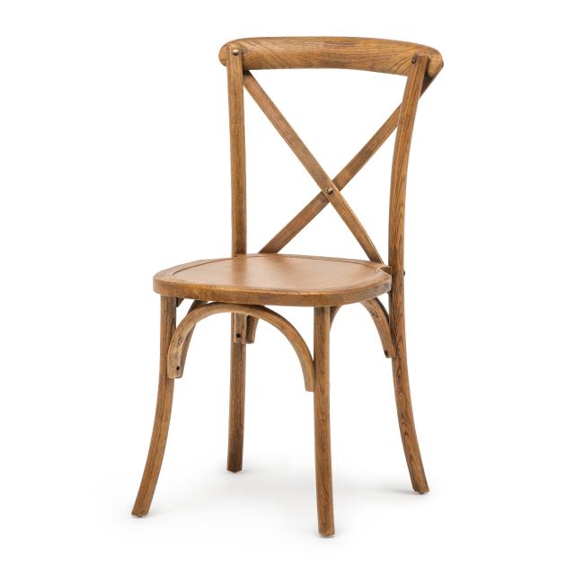 Crossback Chair - Holzstzuhl -Charmanter moderner Landhausstil mit individuellem Charakter.

Dank seiner hohen Qualität und seines rustikalen Designs ist dieser Stapelstuhl ideal für Hochzeitsfeiern und ähnliche Veranstaltungen.

Sitzkissen optional