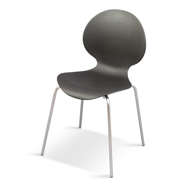 Designstuhl Easy, black - Schlichtes Design, Sitzschale Polypropylen schweiss, Gestell chrom