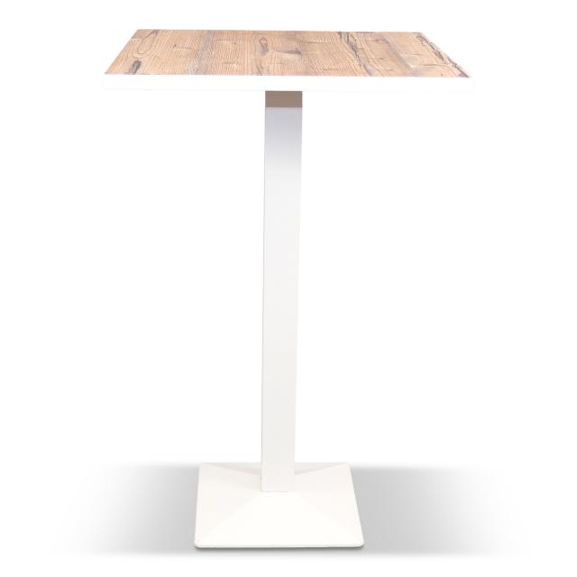 Stehtisch Kuadra Pine, 70x70 cm - Eleganter Stehtisch mit Platte in Holzoptik