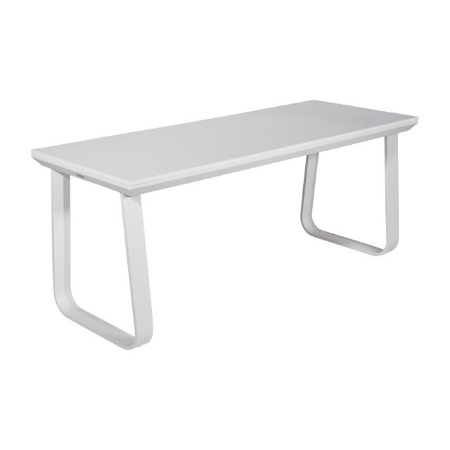 Dinnertisch Salt white, 180x70cm - Eleganter Dinnertisch für bis zu 6 Personen.
Der Salt ist ein stilvoller, Esstisch mit Aluminiumrahmen und abnehmbarer Tischplatte.