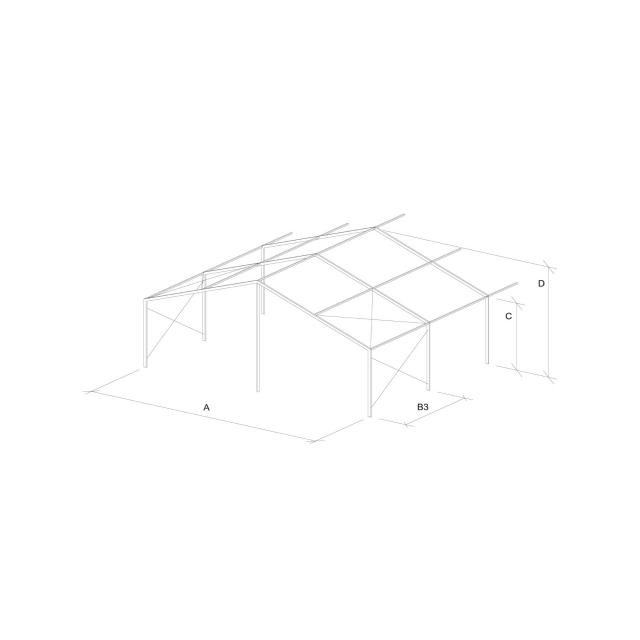 8x12m Giebelzelt (gesamt 96 qm) - ohne Boden